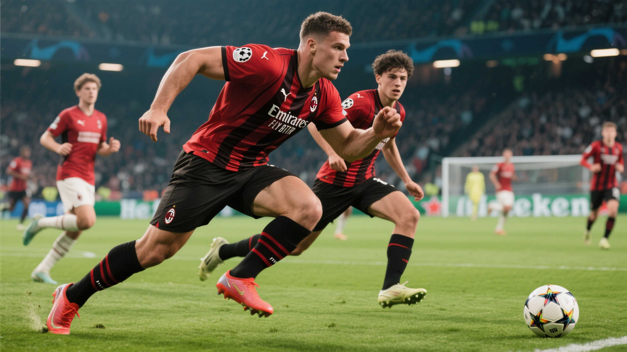 庞大身躯赋予他无穷动力奔腾于绿茵场，在快节奏攻防转